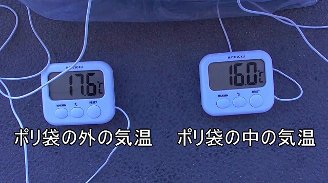 ポリ袋の内外の気温