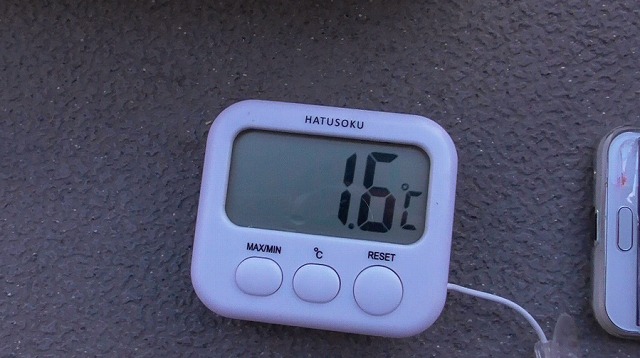 水温計が1.6℃を表示