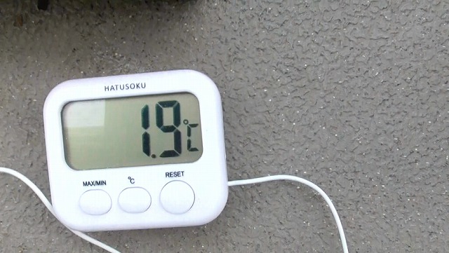 水温計が1.9℃を表示